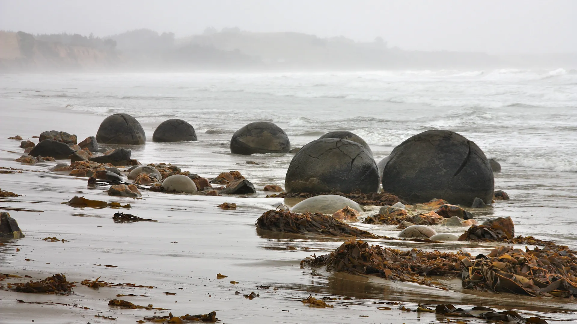 Moeraki Boulders landscape